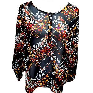 Daniel Rainn Sheer Polka dot Top Blouse  Sz Med